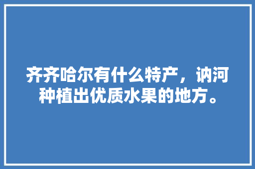 齐齐哈尔有什么特产，讷河种植出优质水果的地方。 蔬菜种植