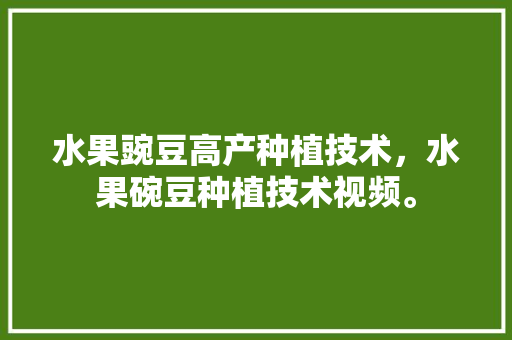 水果豌豆高产种植技术，水果碗豆种植技术视频。 土壤施肥