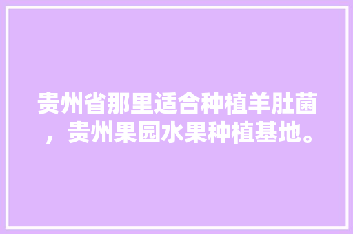 贵州省那里适合种植羊肚菌，贵州果园水果种植基地。 水果种植