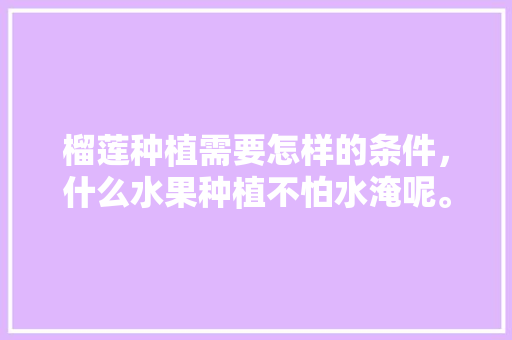 榴莲种植需要怎样的条件，什么水果种植不怕水淹呢。 榴莲种植需要怎样的条件，什么水果种植不怕水淹呢。 水果种植