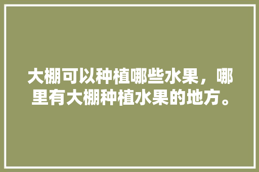 大棚可以种植哪些水果，哪里有大棚种植水果的地方。 土壤施肥