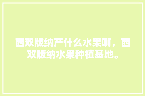 西双版纳产什么水果啊，西双版纳水果种植基地。 水果种植