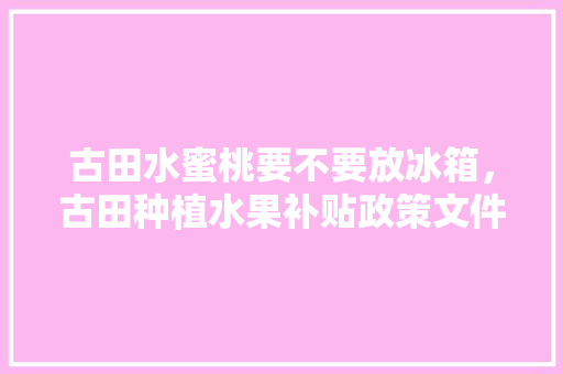 古田水蜜桃要不要放冰箱，古田种植水果补贴政策文件。 古田水蜜桃要不要放冰箱，古田种植水果补贴政策文件。 水果种植