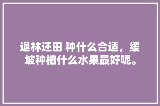 退林还田 种什么合适，缓坡种植什么水果最好呢。 水果种植