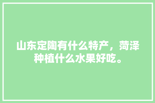 山东定陶有什么特产，菏泽种植什么水果好吃。 畜牧养殖