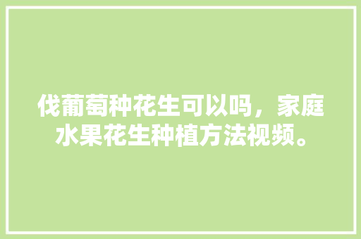 伐葡萄种花生可以吗，家庭水果花生种植方法视频。 畜牧养殖