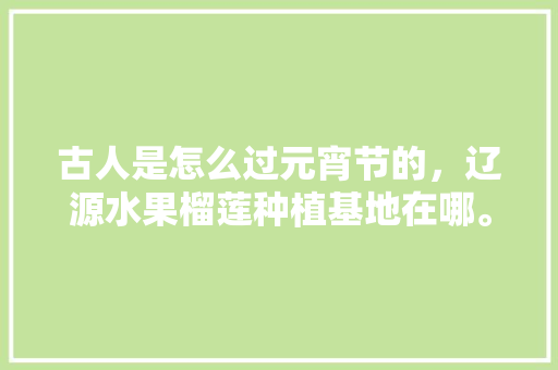 古人是怎么过元宵节的，辽源水果榴莲种植基地在哪。 畜牧养殖