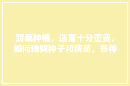 蔬菜种植，选苗十分重要，如何选购种子和秧苗，各种水果种子种植技巧视频。 畜牧养殖