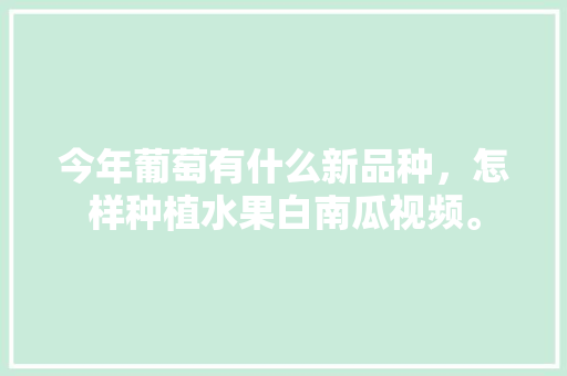 今年葡萄有什么新品种，怎样种植水果白南瓜视频。 家禽养殖