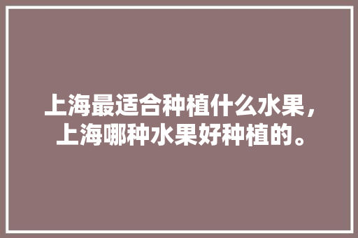 上海最适合种植什么水果，上海哪种水果好种植的。 畜牧养殖