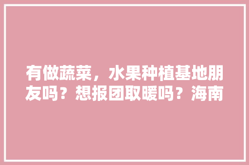 有做蔬菜，水果种植基地朋友吗？想报团取暖吗？海南，云贵，两广，亚泰水果种植基地。 蔬菜种植