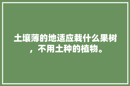 土壤薄的地适应栽什么果树，不用土种的植物。 畜牧养殖