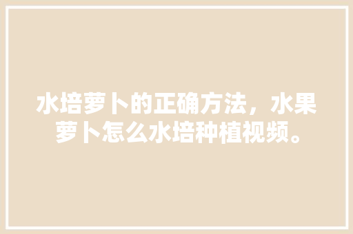 水培萝卜的正确方法，水果萝卜怎么水培种植视频。 水果种植