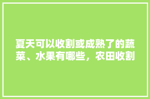 夏天可以收割或成熟了的蔬菜、水果有哪些，农田收割后种植水果违法吗。 土壤施肥