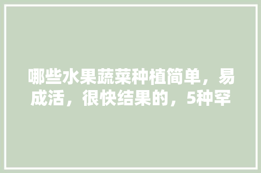 哪些水果蔬菜种植简单，易成活，很快结果的，5种罕见水果种植方法。 土壤施肥