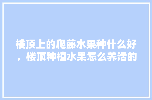 楼顶上的爬藤水果种什么好，楼顶种植水果怎么养活的。 家禽养殖