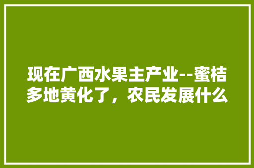 现在广西水果主产业--蜜桔多地黄化了，农民发展什么种植产业好呢，广西水果种植龙头企业名单。 水果种植