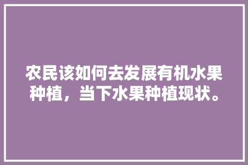 农民该如何去发展有机水果种植，当下水果种植现状。 土壤施肥