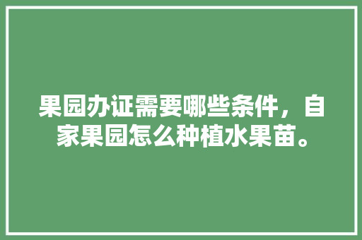 果园办证需要哪些条件，自家果园怎么种植水果苗。 果园办证需要哪些条件，自家果园怎么种植水果苗。 畜牧养殖