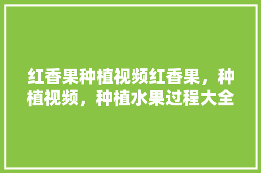 红香果种植视频红香果，种植视频，种植水果过程大全视频播放。 土壤施肥