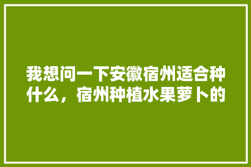 我想问一下安徽宿州适合种什么，宿州种植水果萝卜的地方。 畜牧养殖