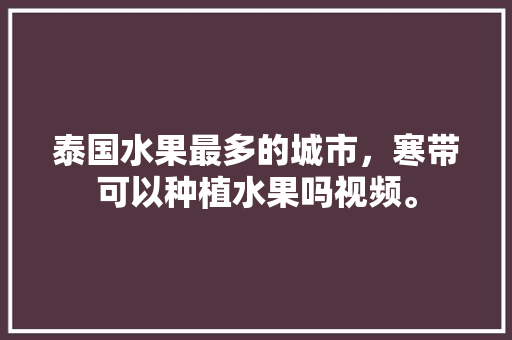 泰国水果最多的城市，寒带可以种植水果吗视频。 水果种植