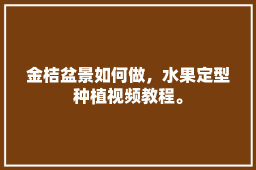 金桔盆景如何做，水果定型种植视频教程。 畜牧养殖