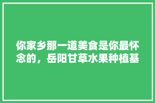 你家乡那一道美食是你最怀念的，岳阳甘草水果种植基地在哪里。 土壤施肥