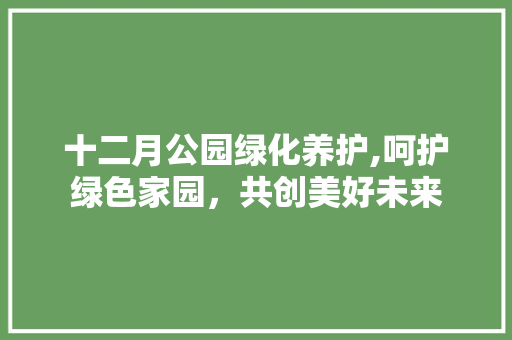 十二月公园绿化养护,呵护绿色家园，共创美好未来 土壤施肥