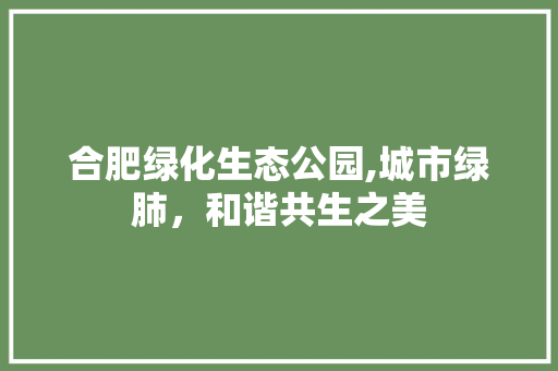 合肥绿化生态公园,城市绿肺，和谐共生之美