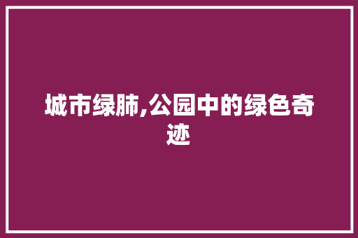 城市绿肺,公园中的绿色奇迹