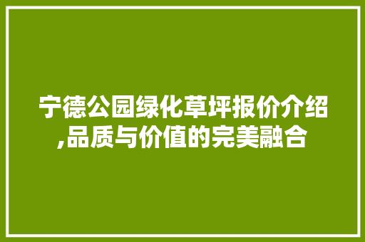 宁德公园绿化草坪报价介绍,品质与价值的完美融合