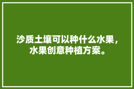 沙质土壤可以种什么水果，水果创意种植方案。 沙质土壤可以种什么水果，水果创意种植方案。 水果种植