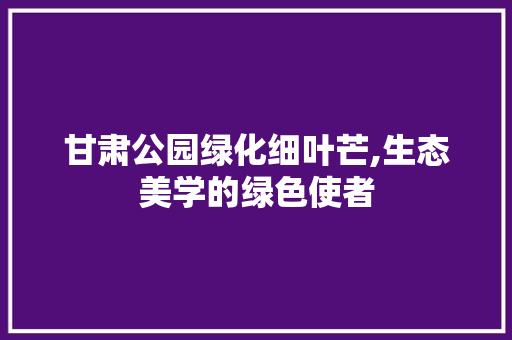 甘肃公园绿化细叶芒,生态美学的绿色使者