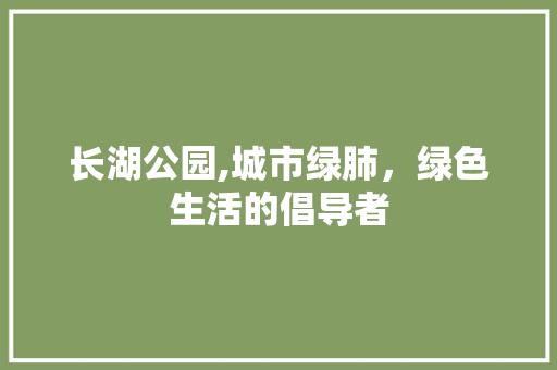 长湖公园,城市绿肺，绿色生活的倡导者