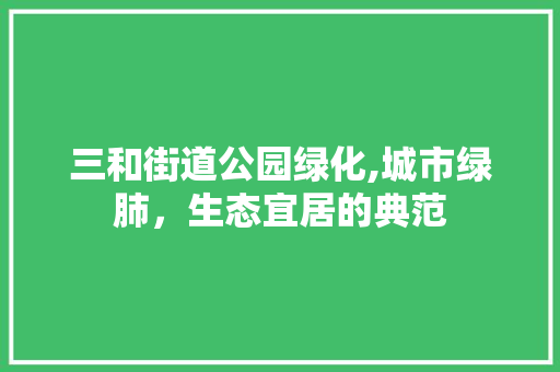 三和街道公园绿化,城市绿肺，生态宜居的典范