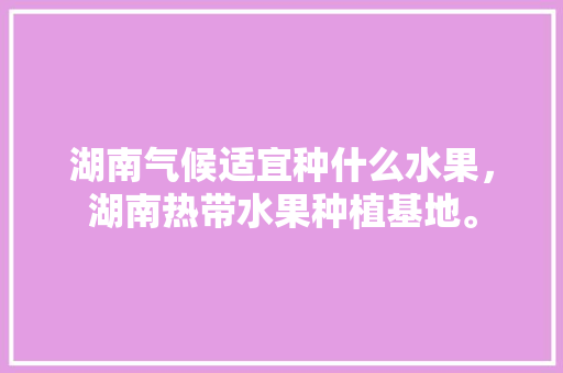 湖南气候适宜种什么水果，湖南热带水果种植基地。 湖南气候适宜种什么水果，湖南热带水果种植基地。 水果种植