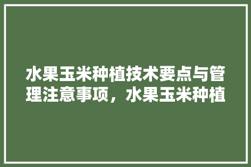 水果玉米种植技术要点与管理注意事项，水果玉米种植难点是什么。