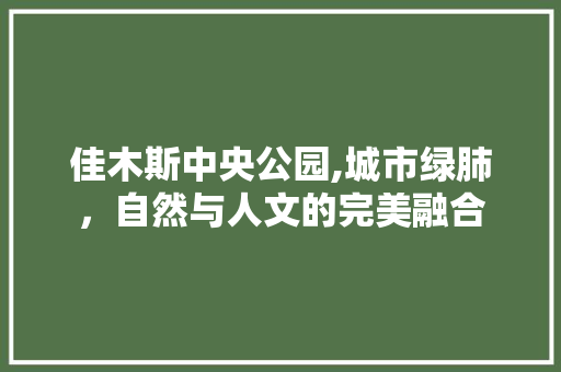 佳木斯中央公园,城市绿肺，自然与人文的完美融合