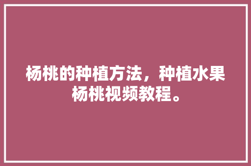 杨桃的种植方法，种植水果杨桃视频教程。 土壤施肥