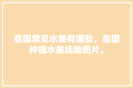 泰国常见水果有哪些，泰国种植水果场地图片。 畜牧养殖