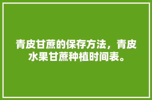 青皮甘蔗的保存方法，青皮水果甘蔗种植时间表。 土壤施肥