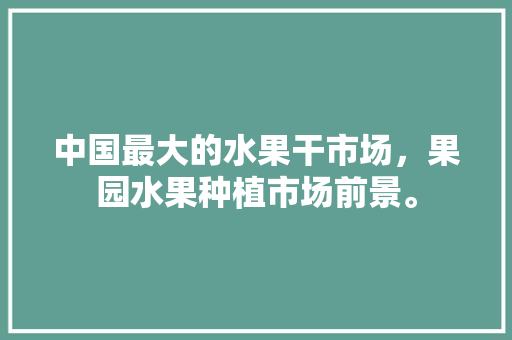 中国最大的水果干市场，果园水果种植市场前景。 畜牧养殖