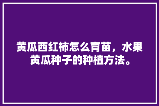 黄瓜西红柿怎么育苗，水果黄瓜种子的种植方法。 黄瓜西红柿怎么育苗，水果黄瓜种子的种植方法。 水果种植