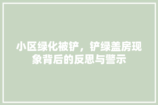 小区绿化被铲，铲绿盖房现象背后的反思与警示