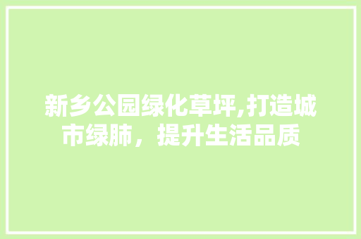 新乡公园绿化草坪,打造城市绿肺，提升生活品质