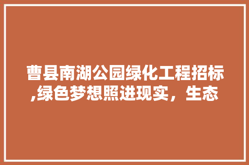 曹县南湖公园绿化工程招标,绿色梦想照进现实，生态宜居城市新篇章