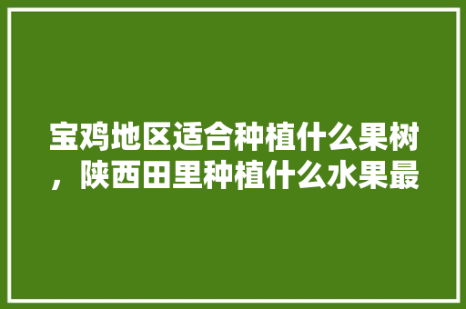 宝鸡地区适合种植什么果树，陕西田里种植什么水果最好。