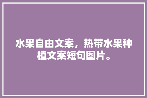 水果自由文案，热带水果种植文案短句图片。