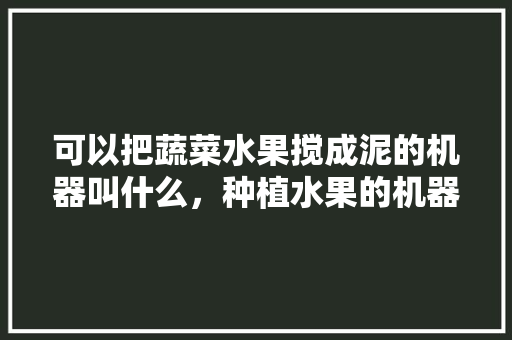 可以把蔬菜水果搅成泥的机器叫什么，种植水果的机器叫什么名字。